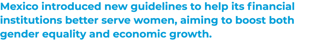 Mexico introduced new guidelines to help its financial institutions better serve women, aiming to boost both gender e...